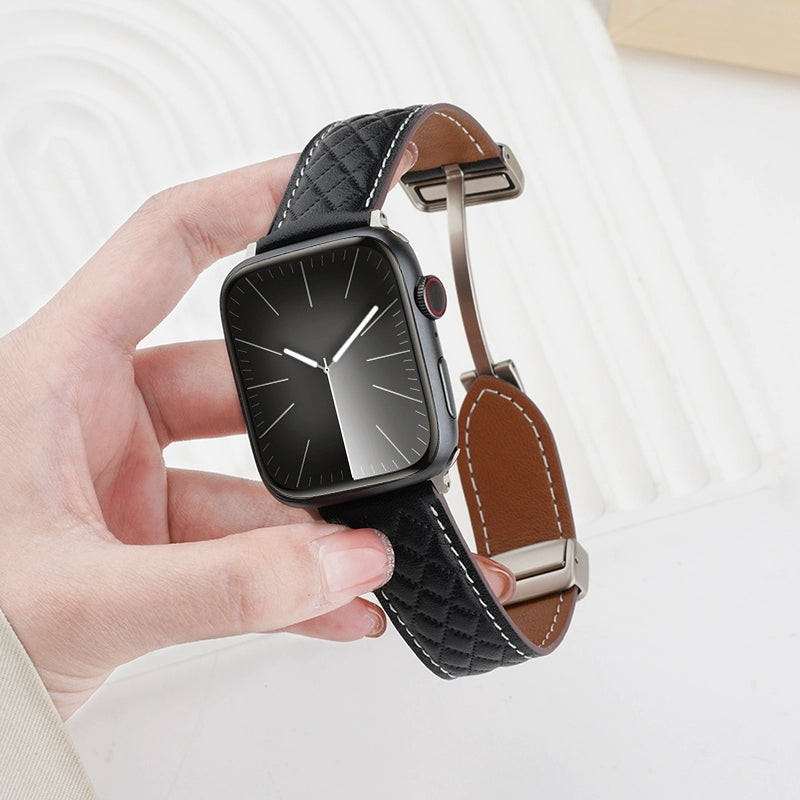 Casezly Apple Watch S9/S8 Ultra2 Metal Magnetic Leather Strap