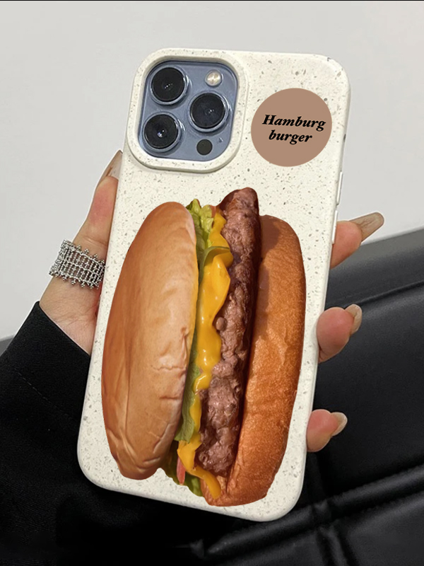 Casezly Biodegradable Burger & Fries iPhone 15 Case | Apple 13/12/14 Pro Max Soft Shell