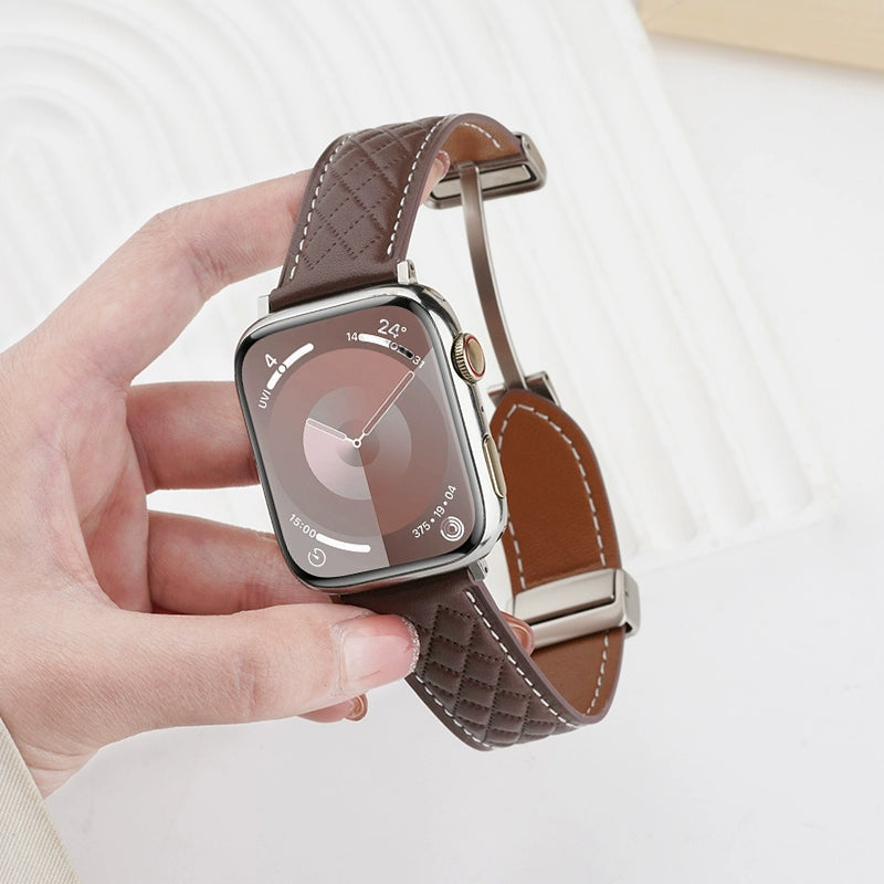 Casezly Apple Watch S9/S8 Ultra2 Metal Magnetic Leather Strap