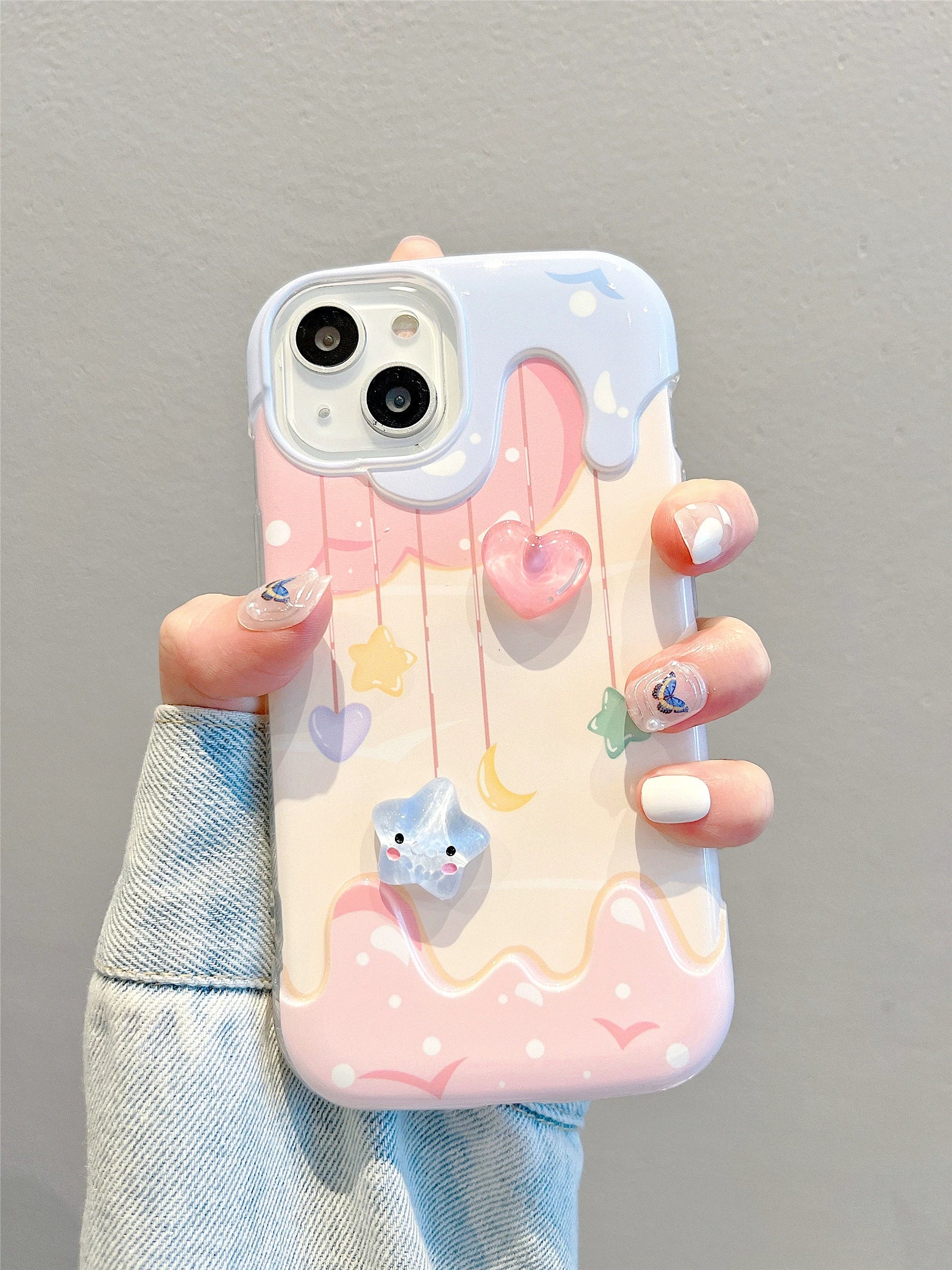 Casezly 3D Heart & Star Silicone Case for iPhone 15